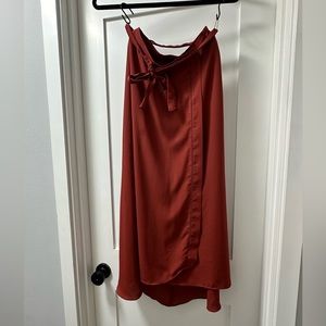 Rust Maxi/Midi Wrap Skirt